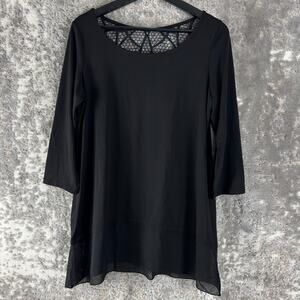 Antthony Size M Minimalist Semi Sheer Casual Top Black Pullover Blouse